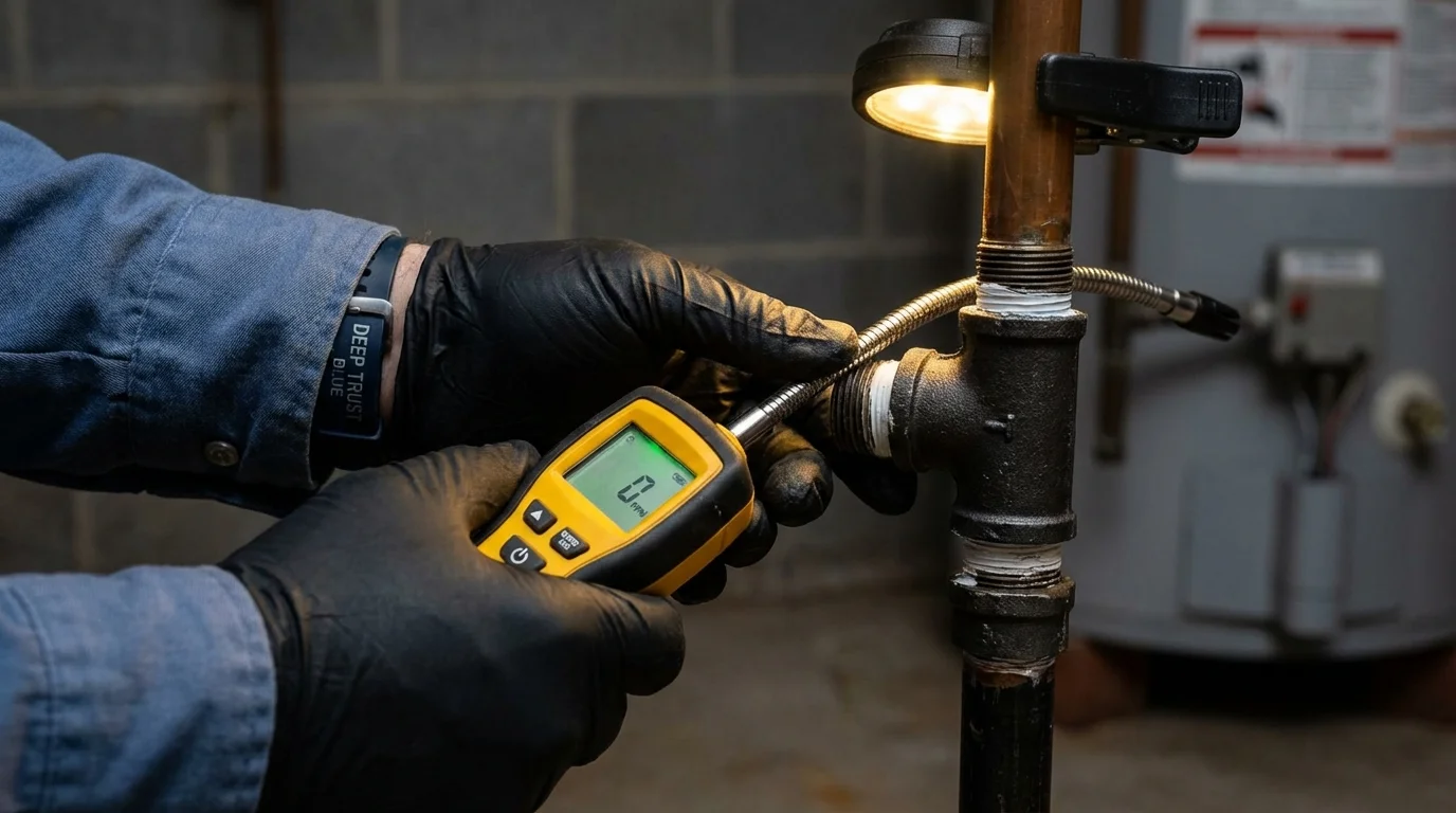 Gas leak detection with electronic sniffer by Johns Plumbing LLC in Bountiful